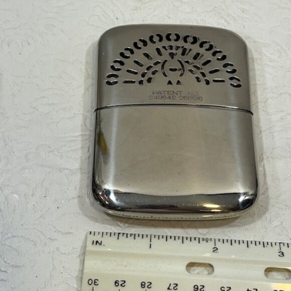 VTG 50's Peacock Pocket Chrome Hand Warmer Silver Toned 2.5"x3.5" Japan - Picture 11 of 14